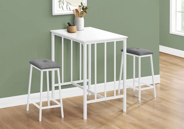 Monarch Specialties Inc. 3-Piece White Counter Height Dining Set-3