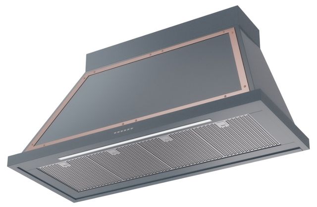 Ilve® Nostalgie II Noblesse 48'' Blue Gray Wall Mounted Range Hood with Copper Trim-1