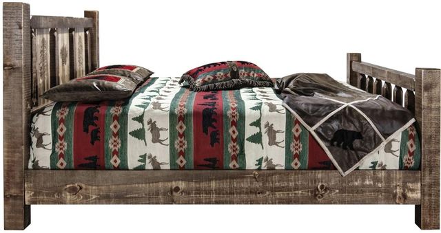 Montana Woodworks® Homestead Stain and Clear Lacquer Queen Bed with Laser Engraved Pine Tree Design-2