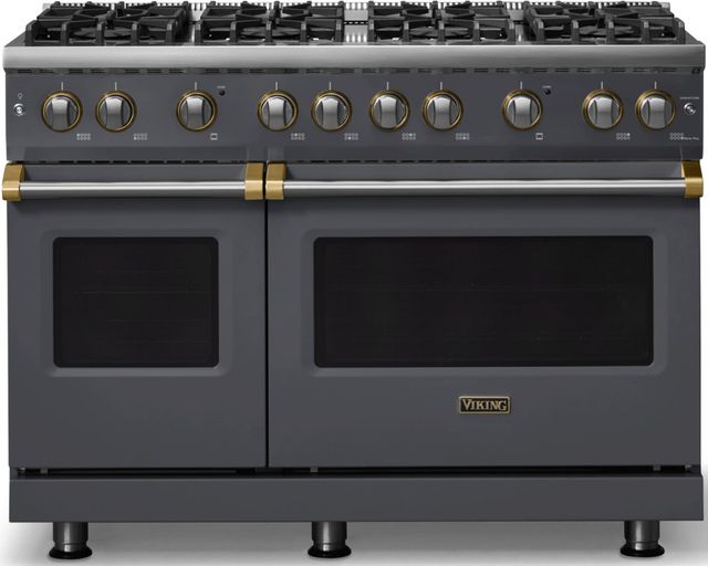 Viking® 5 Series 48" Cast Black Pro Style Gas (NG) Range with Brushed Brass Trim-0