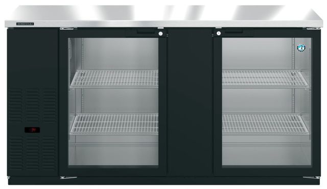 Hoshizaki Back Bar 70" 21.8 Cu. Ft. Black Vinyl Two Section Refrigerator with Glass Doors-0