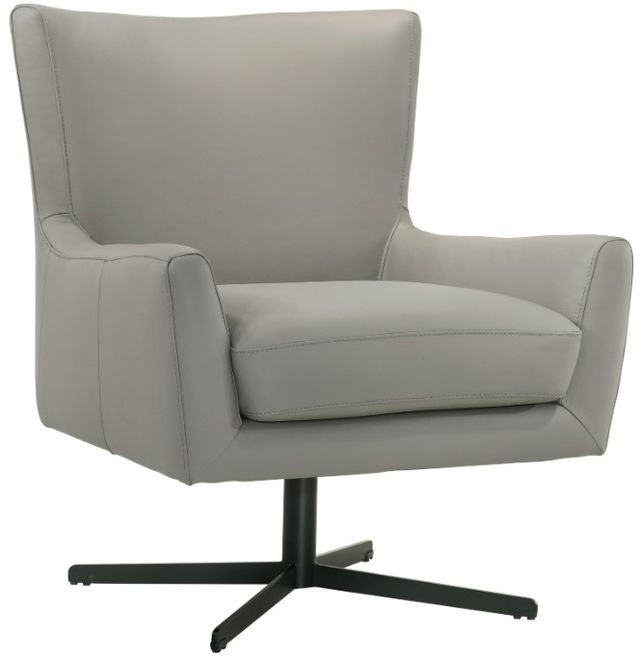 New Classic® Home Furnishings Acadia Slate Gray Leather Swivel Chair-0