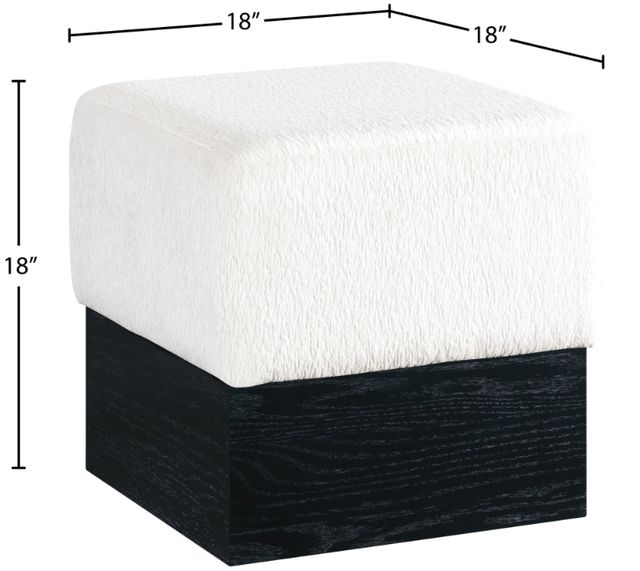 Meridian Furniture Havre Cream/Black Upholstered Ottoman-4