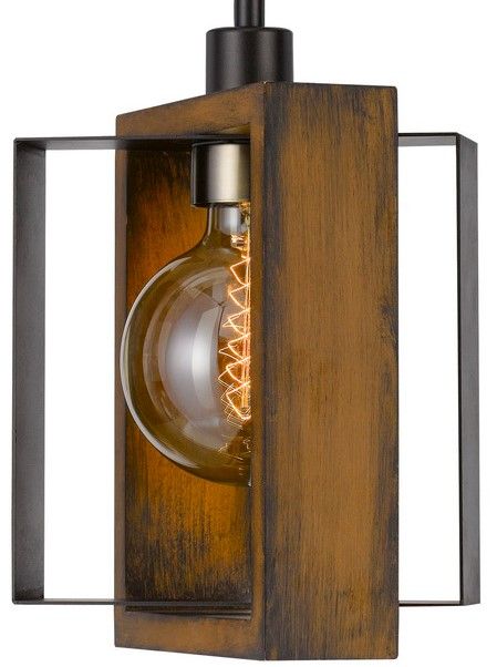 Cal® Lighting & Accessories Agrigento Black/Wood Mini Pendant-3