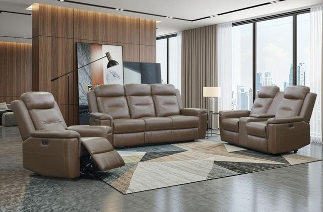 New Classic® Home Furnishings Keldon Brown Leather Power Reclining Sofa-2