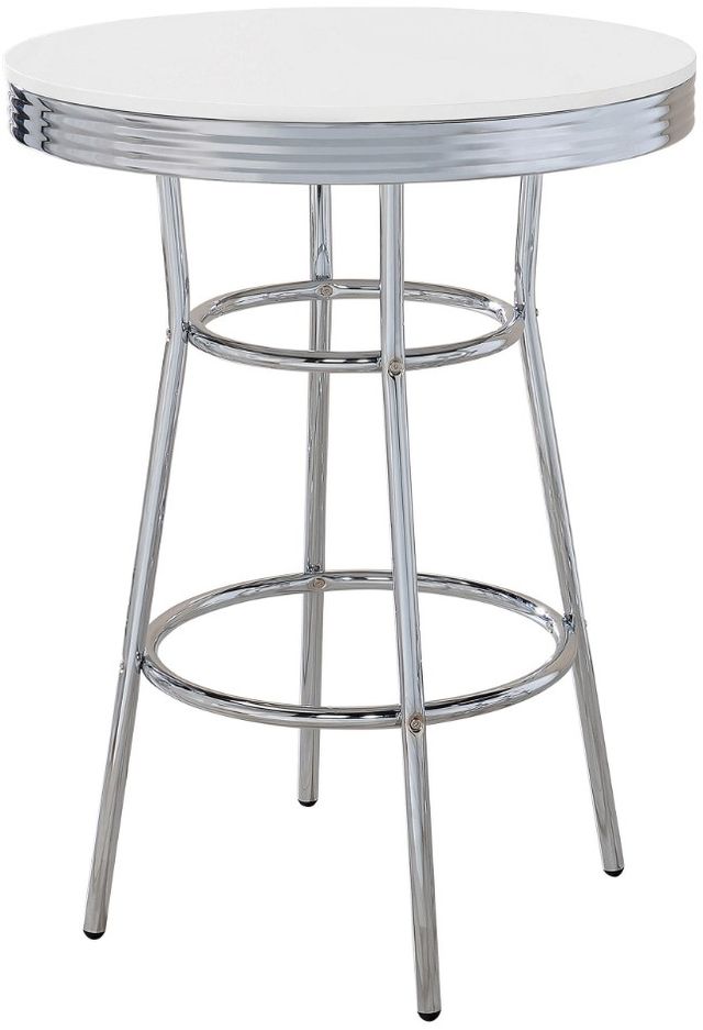 Coaster® Retro 3-Piece Silver/White Bistro Pub Bar Table Set-1