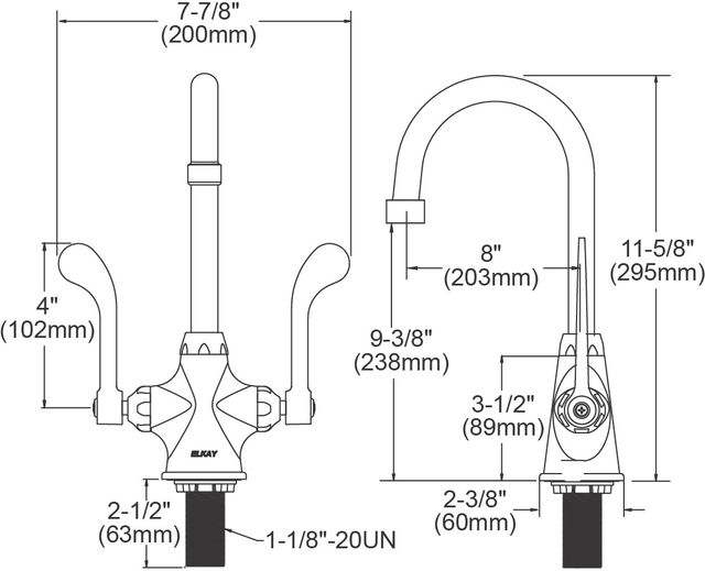 Elkay Chrome Single Hole Concealed Deck Faucet with 8" Gooseneck Spout and 4" Wristblade Handles-2