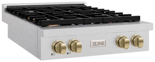 ZLINE Paramount Autograph Edition 30" Satin Stainless Steel Gas Cooktop with Champagne Bronze Accents-1