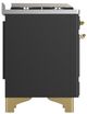 Ilve® Majestic III 36" Graphite Matte Pro Style Dual Fuel Liquid Propane Range with 6 Black Brass Burners and Brass Trim-3