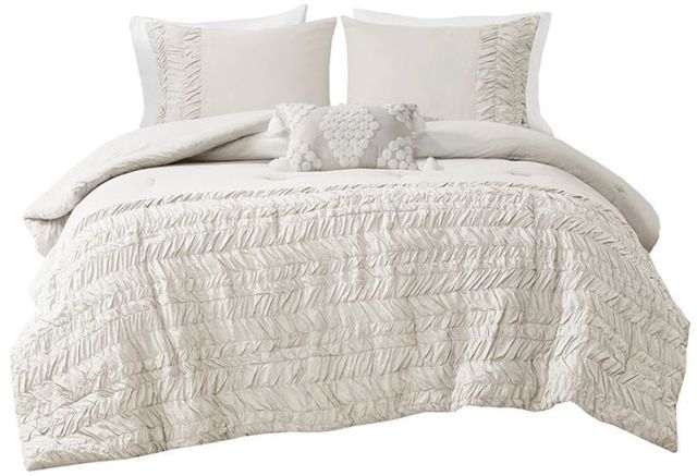 Olliix by Madison Park Doreen 4 Piece White Full/Queen Cotton Comforter Set-0