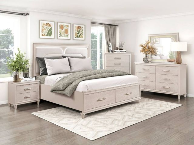 Homelegance® Montrose White Queen Platform Bed with Footboard Storage-1