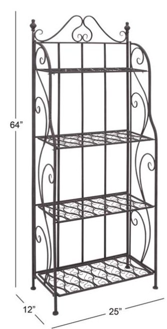 Deco Marche Black Tall Folding Scroll Bakers Rack-3