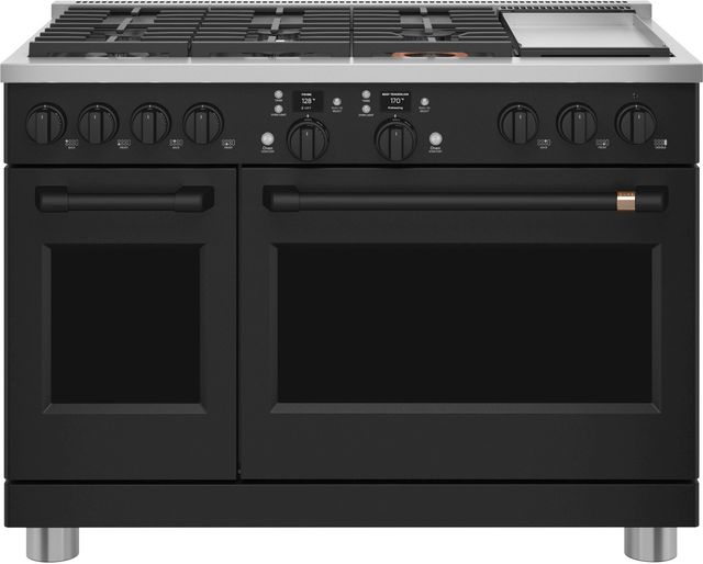 Café™ 48" Flat Black Pro Range Handle and Knob Kit-3