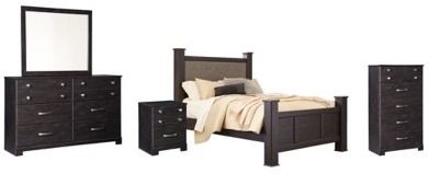 Signature Design by Ashley® Reylow 5-Piece Dark Brown Queen Poster Bed Set-0