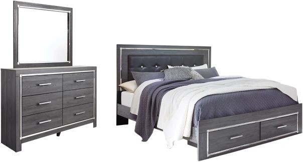 Signature Design by Ashley® Lodanna 3-Piece Gray King Storage Panel Bed Set-0