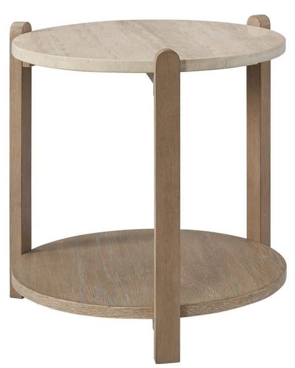 Bernards Trilogy Beige End Table with Toffee Base-0