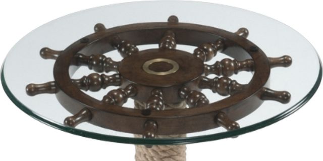 Magnussen Home® Beaufort Glass/Dark Oak Round Accent End Table-2