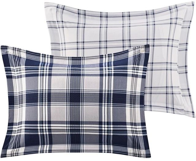 Olliix by Madison Park Essentials Navy King Patrick Reversible Complete Bedding Set-2