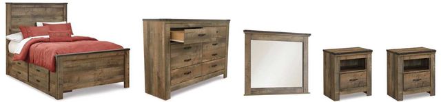 Signature Design by Ashley® Trinell 5-Piece Brown Full Storage Panel Bed Set-0