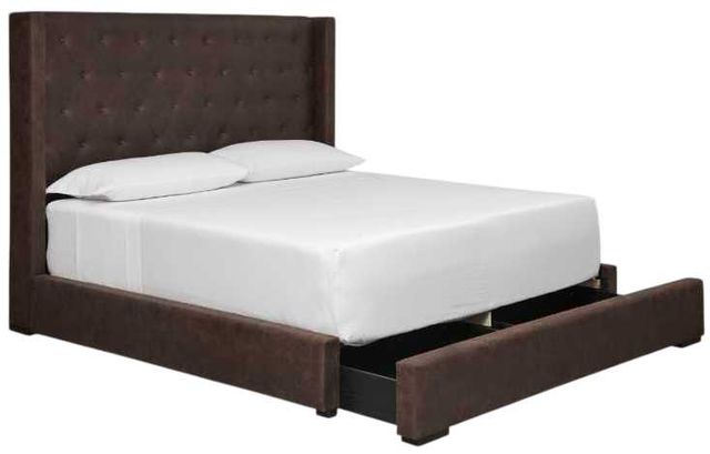 Signature Design by Ashley® Lavernty Coffee Queen Upholstered Panel Storage Bed-1