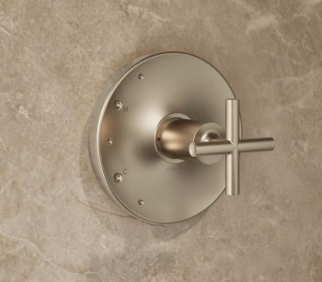 KOHLER® Purist® Rite-Temp® Vibrant Brushed Bronze 1.75 GPM Shower Trim Kit with Cross Handle-3