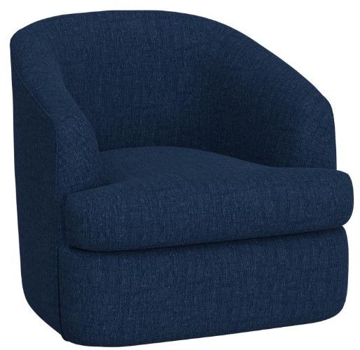 International Furniture Direct Tumbi Navy Blue Swivel Accent Chair-0
