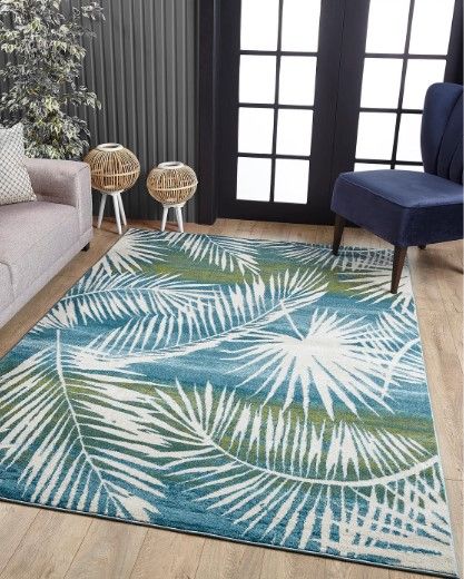 KAS Rugs Stella Green Palms 5'x8' Area Rug-4