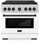 ZLINE Paramount Autograph Edition 36" Stainless Steel Pro Style Gas Range with White Matte Door and Matte Black Accents-0