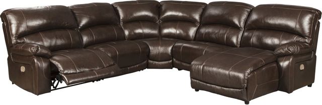 Signature Design by Ashley® Hallstrung 5-Piece Chocolate Power Reclining Right-Arm Facing Sectional and Chaise-0