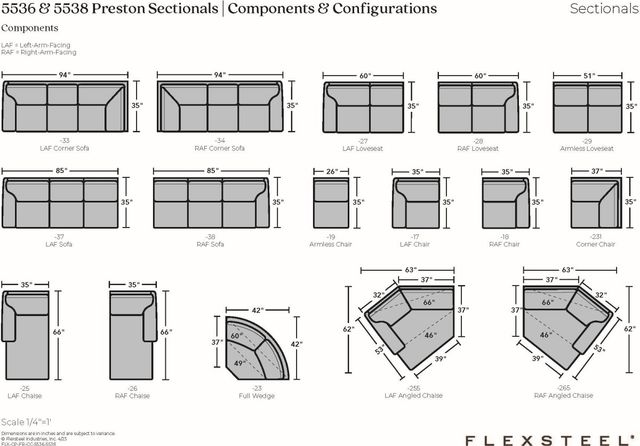 Flexsteel® Preston 4-Piece Silver Slate Left-Arm Facing Sectional and Chaise-3