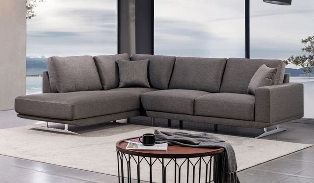 Mazin Furniture Bayport 2-Piece Grey Left-Arm Facing Loveseat Sectional and Chaise-1