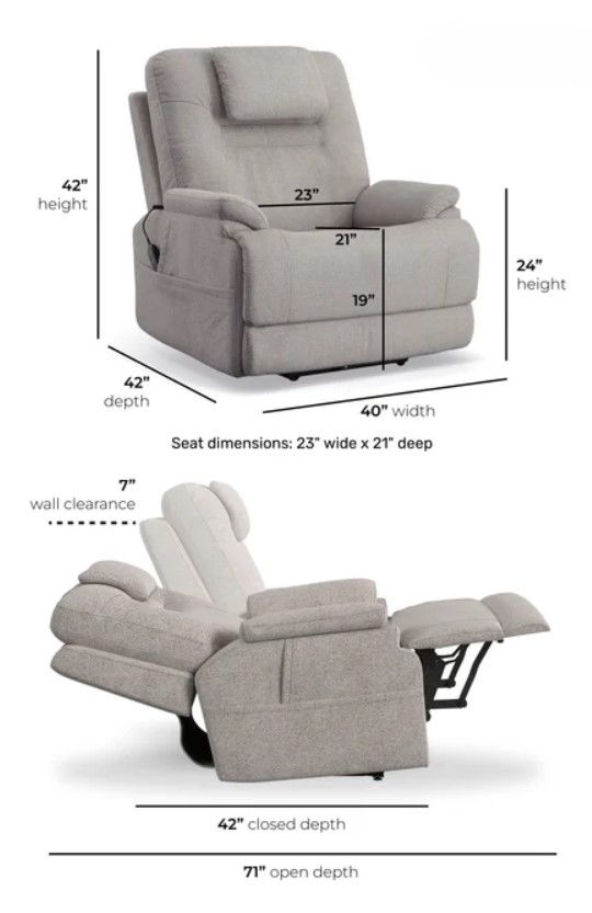 Flexsteel® Zecliner Model 1 Dove Power Sleep Recliner with Power Headrest and Lumbar-2