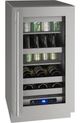 U-Line 5 Class Collection 18” 3.7 Cu. Ft. Stainless Steel Beverage Center with Reversible Hinge Glass Door-0