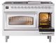 Ilve® Nostalgie II Noblesse 48'' White Pro Style Dual Fuel Range with Chrome Trim-4