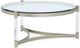 Magnussen Home® Silas Glass Top Round Cocktail Table with Platinum Acrylic Base-4