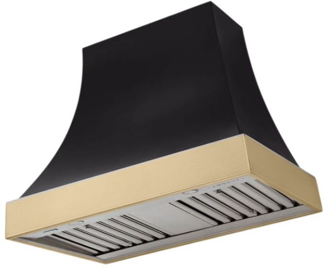 AGA Cascade 36" Matte Black Wall Mounted Range Hood  with Brushed Brass Trim-0