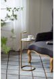 A & B Home Glass Top Round Side Table with Gold Stand -3