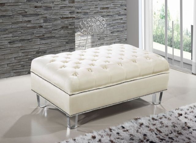 Meridian Furniture Lucas Cream Upholstered Ottoman-1