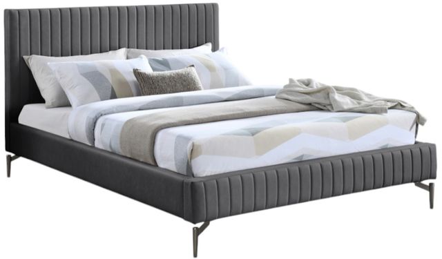 Meridian Furniture Gallo Dark Grey Vegan Leather Queen Upholstered Panel Bed-0