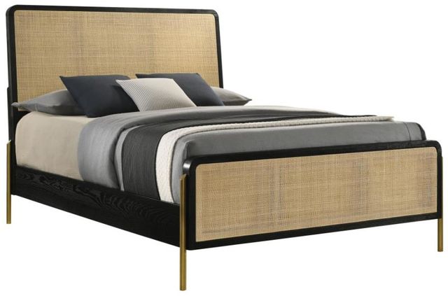 Coaster® Arini Black/Natural California King Panel Bed -1