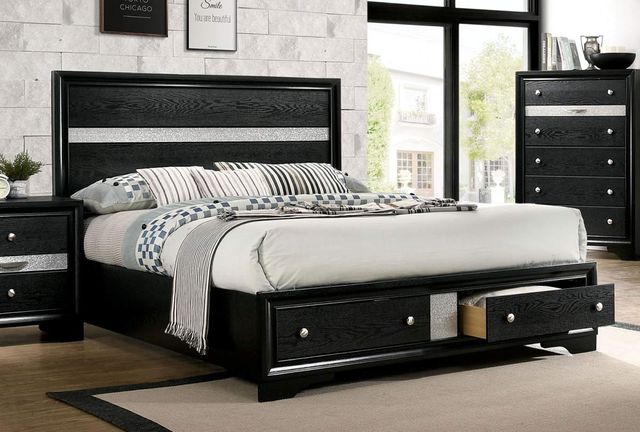 Furniture of America® Chrissy Black Queen Panel Bed-0