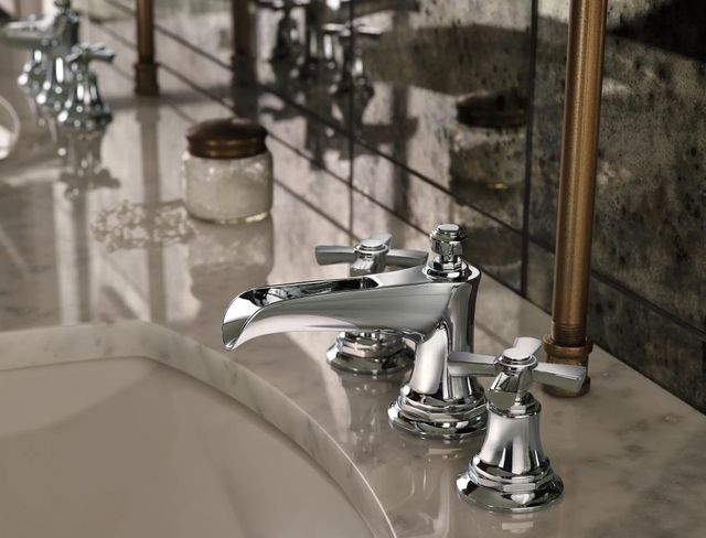 Brizo Rook® Polished Chrome 4" Widespread Lavatory Faucet with Channel Spout-3
