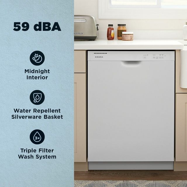 Amana® 24" White Front Control Built In Dishwasher with Midnight Interior-9