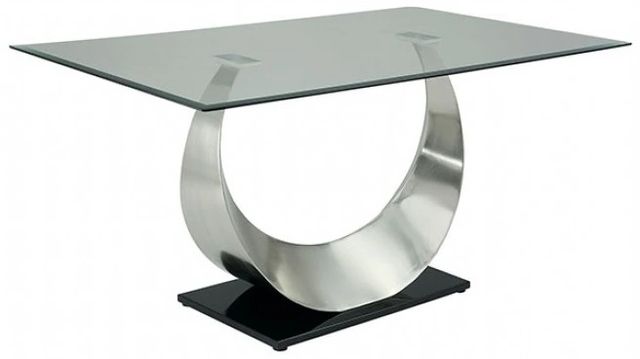 Furniture of America® Orla Glass Top Dining Table with Silver/Black Base-0