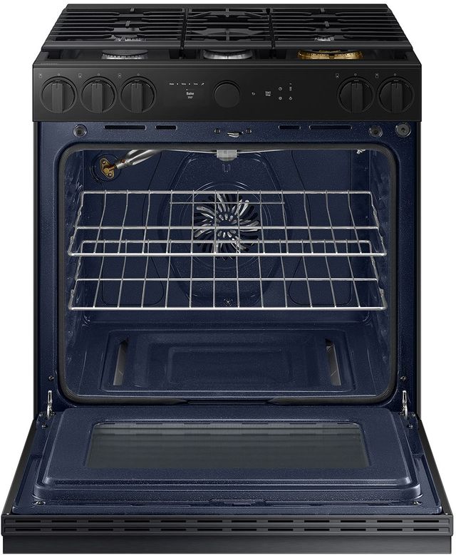 Samsung Bespoke 30" Matte Black Steel Slide-In Gas Range-2