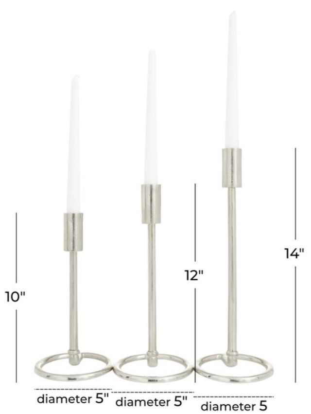 Deco Marche 3-Piece Silver Candle Holder Set-3