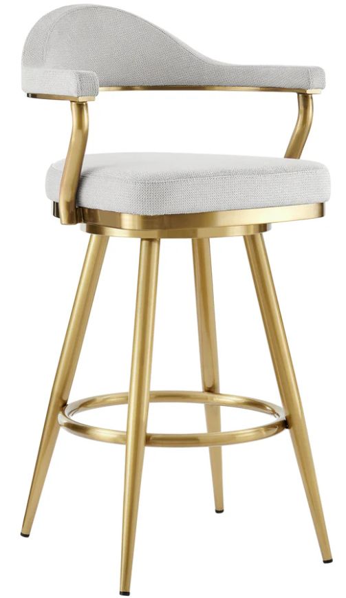Armen Living Justin Gold/Silver Swivel Bar Stool-0
