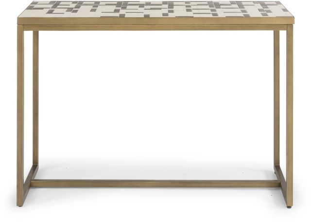 homestyles® Geometric II Bronze Console Table with Cream Mosaic Tile Top-1