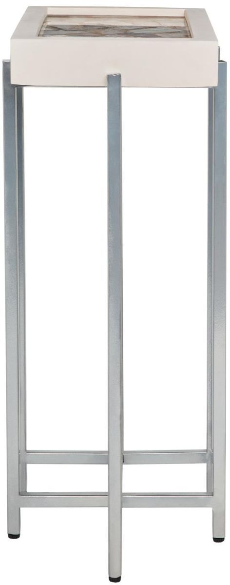 Martin Svensson Viewpoint White Agate Accent Table with Wood Trim-1