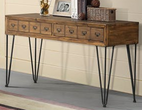Elements International Boone Light Walnut Sofa Table with Bronze Base-1